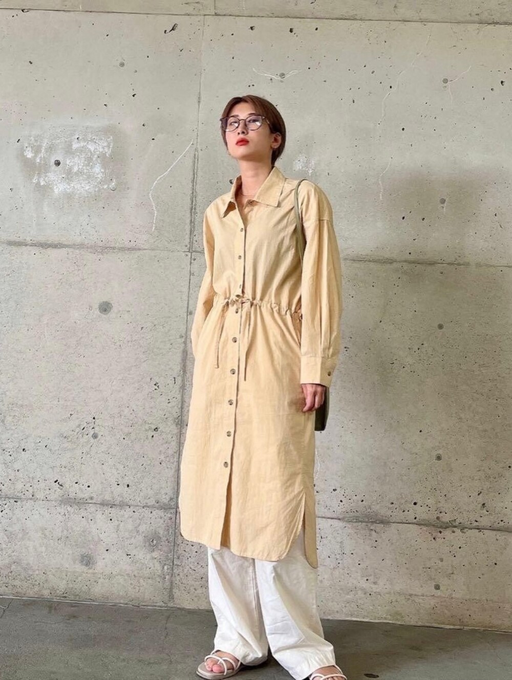 UNIQLO U Drawstring Long Sleeve Button Down Shirt Dress Size Medium